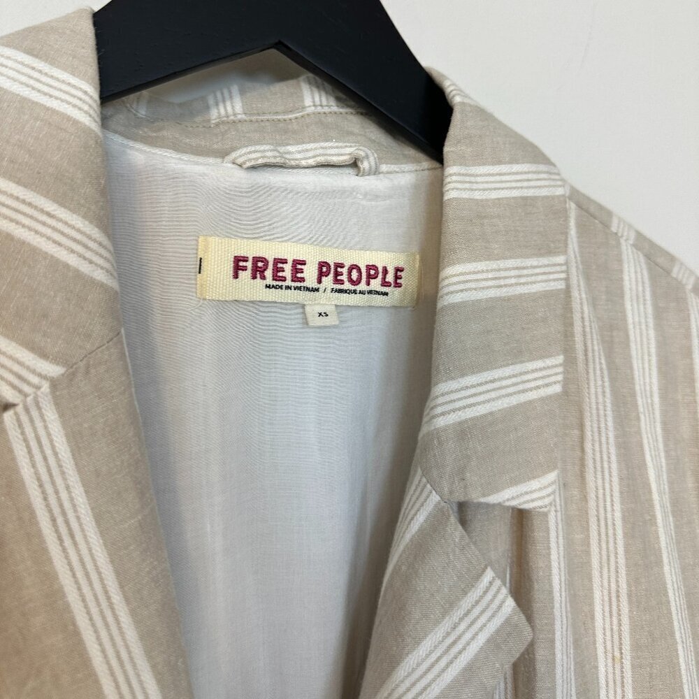 Free People Beige and White Striped Linen Blazer - Picture 7 of 10